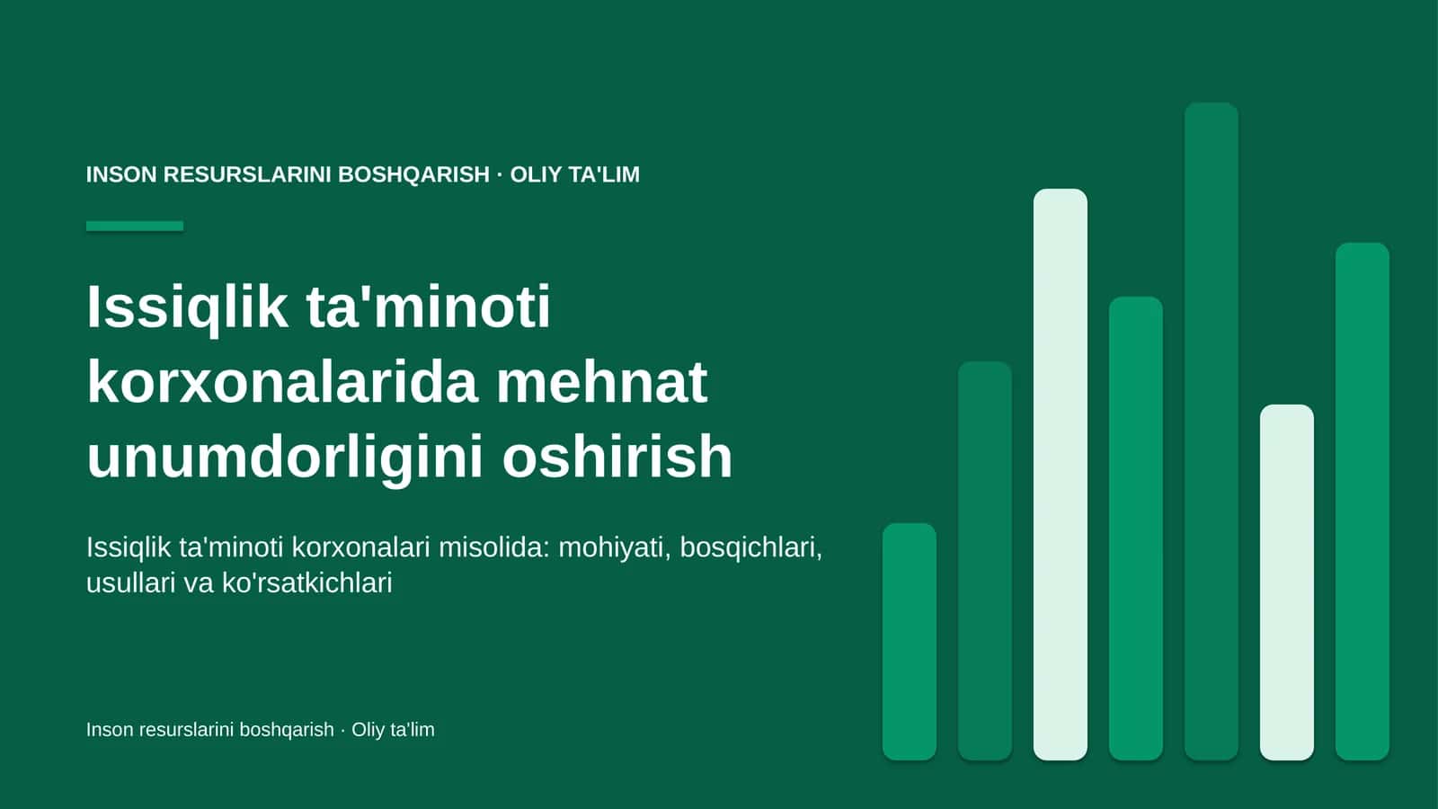 Issiqlik ta'minoti korxonalarida mehnat unumdorligini oshirish