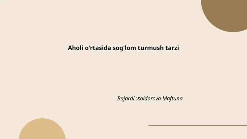Sog'lom Turmush Tarzi