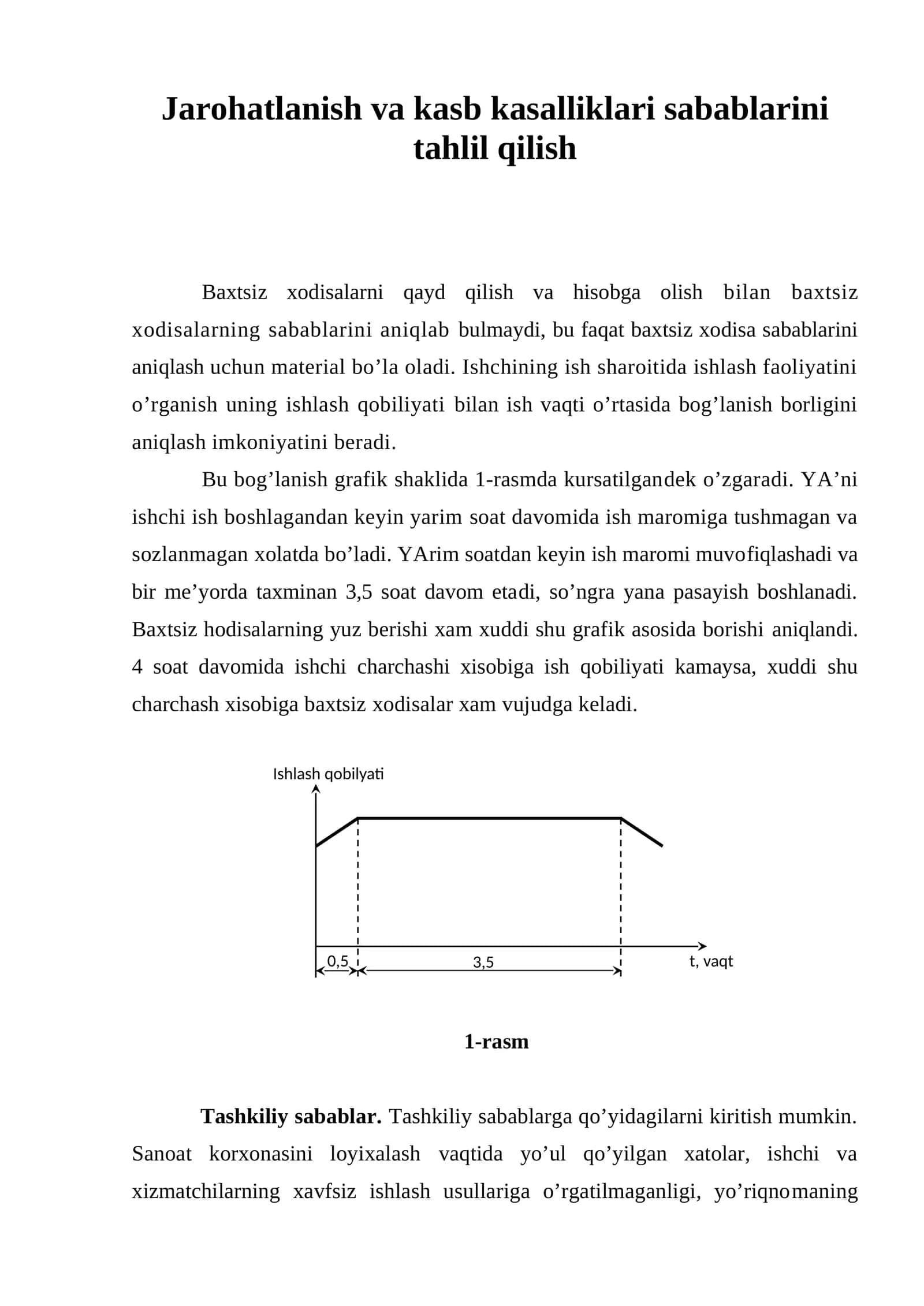 Jarohatlanish va kasb kasalliklari sabablarini tahlil qilish