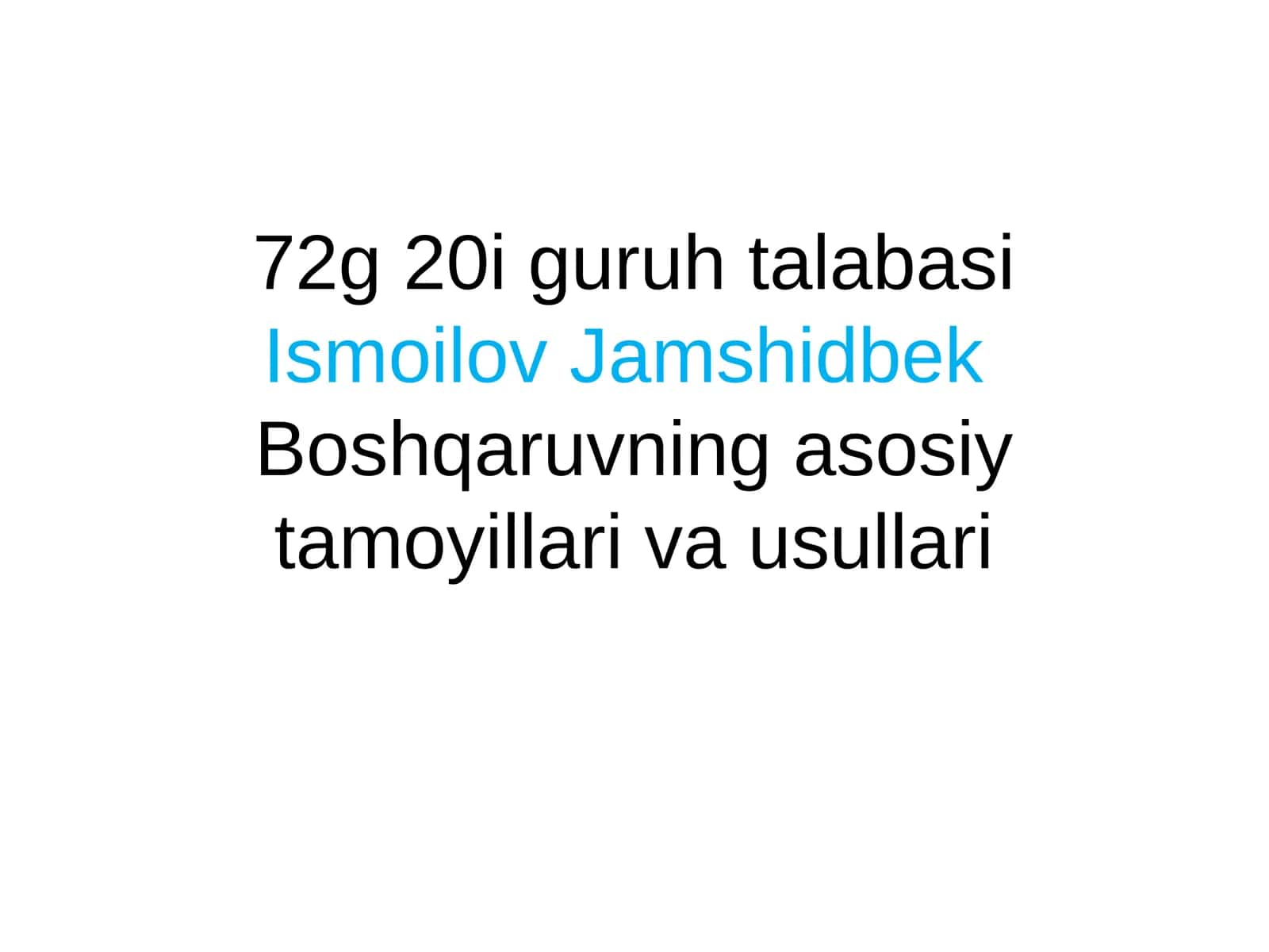 Boshqaruvning asosiy tamoyillari va usullari