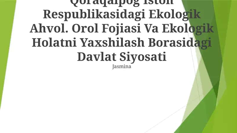 Ekologik Ahvol Uzbekistonda