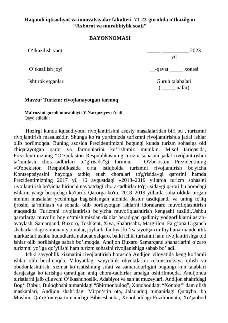 Axborot va murabbiylik soati