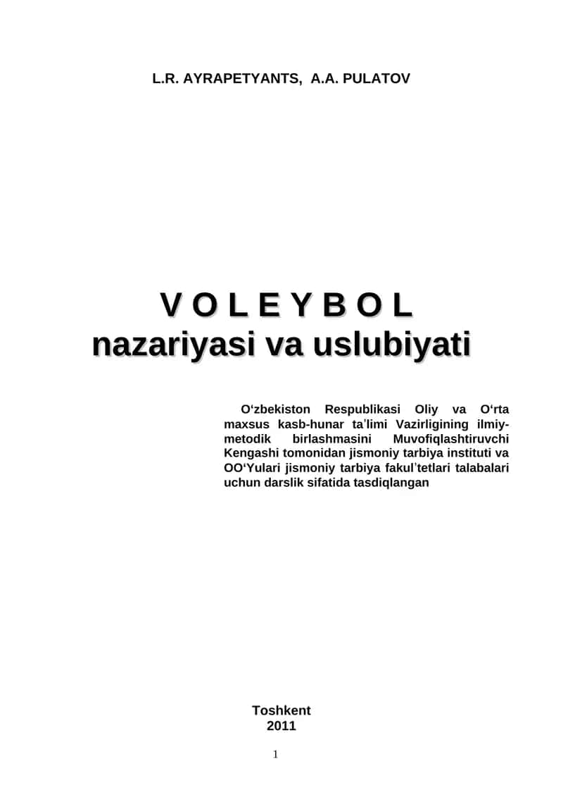 V O L E Y B O L nazariyasi va uslubiyati
