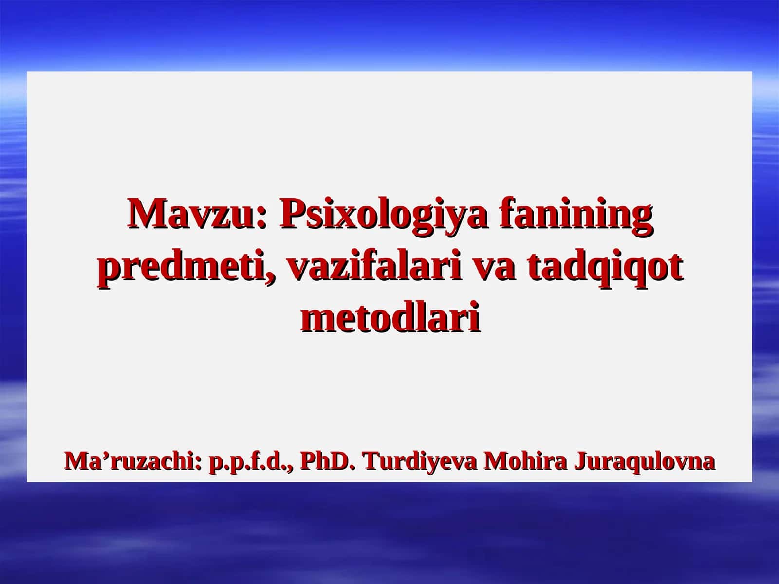 Psixologiya fanini o'rganish