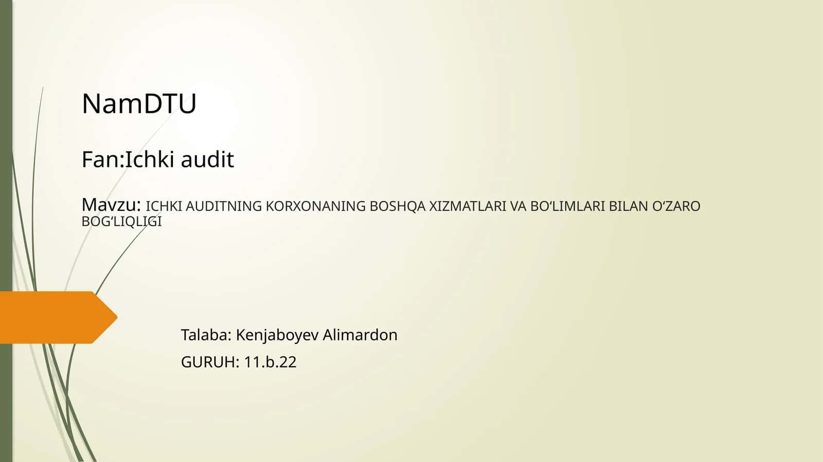 Ichki audit va buxgalteriya bo'limi