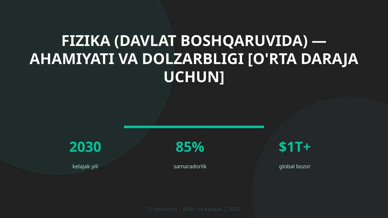 Fizika (DAVLAT BOSHQARUVIDA) — AHAMIYATI VA DOLZARBLIGI [O'RTA DARAJA UCHUN]