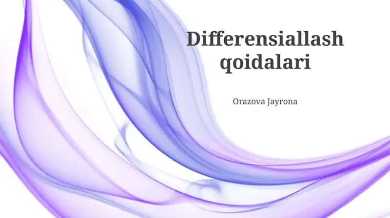 Differensiallash qoidalari