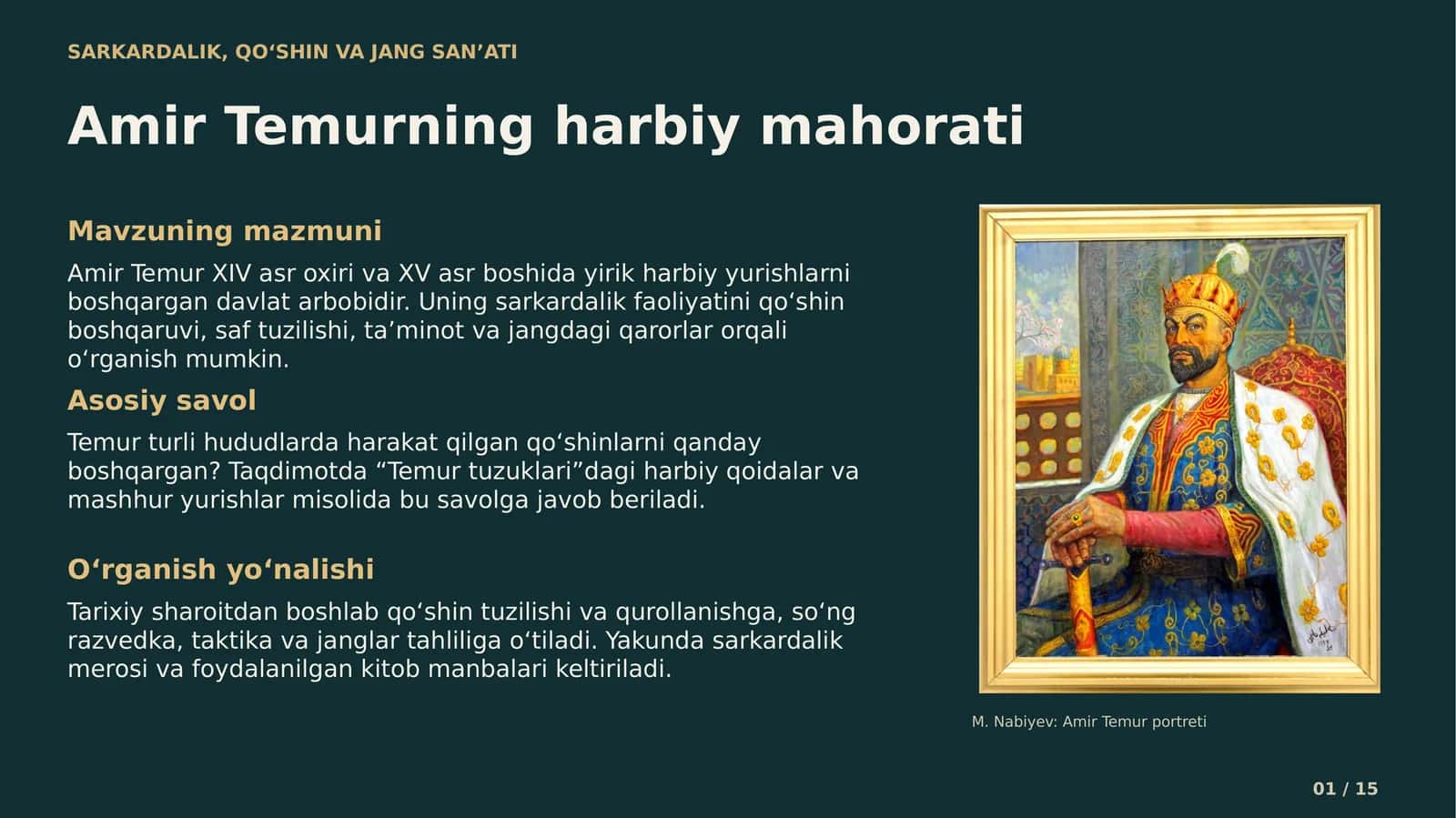 M. Nabiyev: Amir Temur portreti