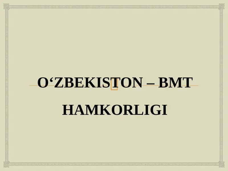 O‘ZBEKISTON – BMT HAMKORLIGI