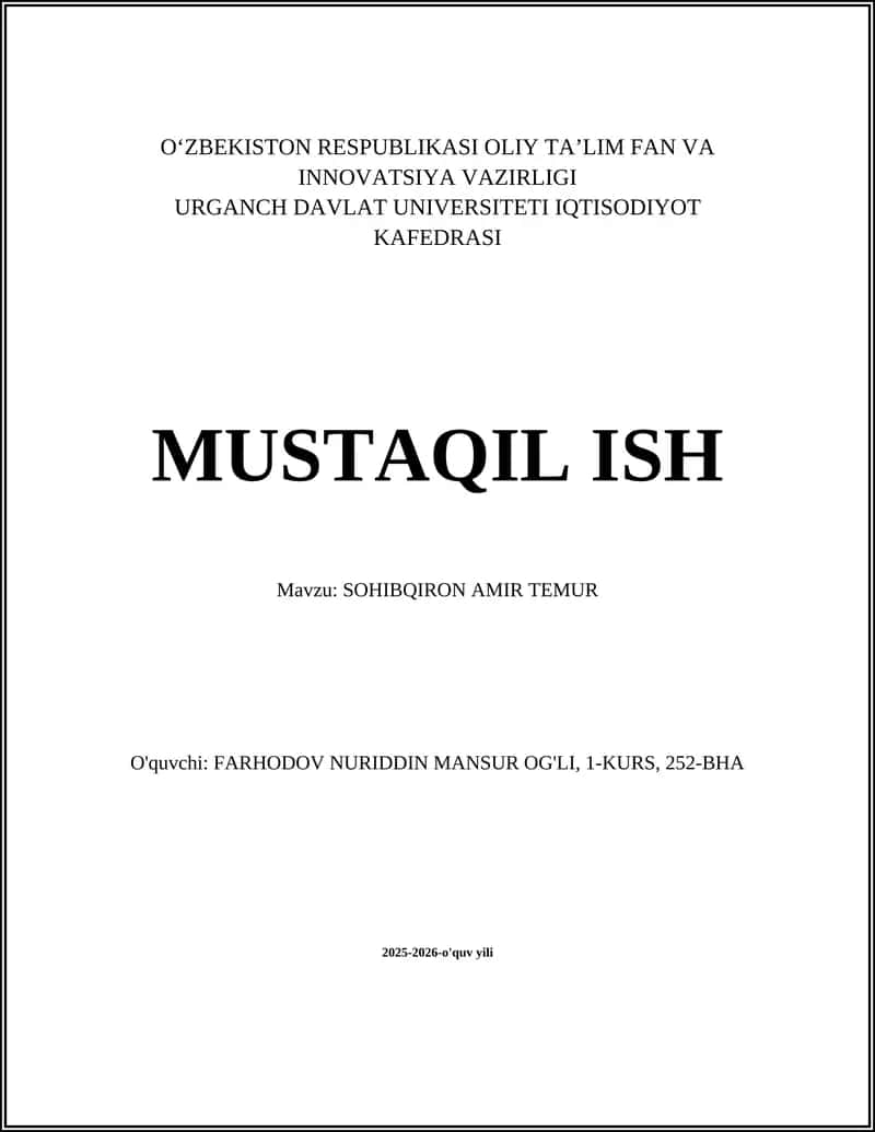SOHIBQIRON AMIR TEMUR