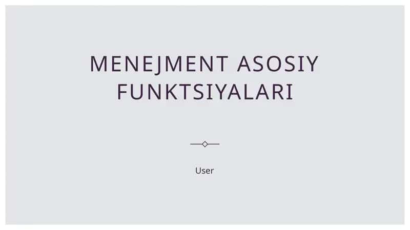 Menejment asosiy funktsiyalari