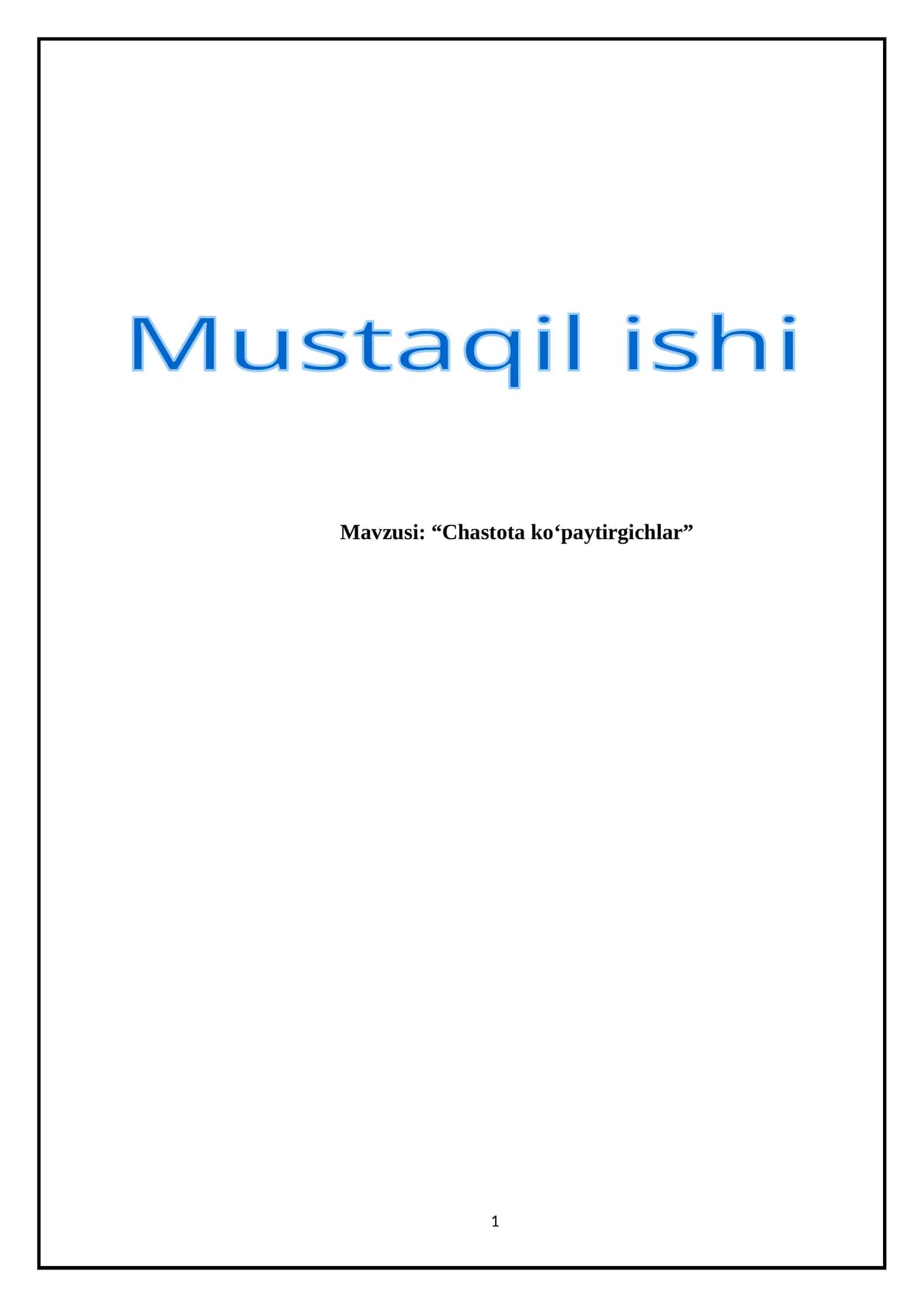 Chastota koʻpaytirgichlar