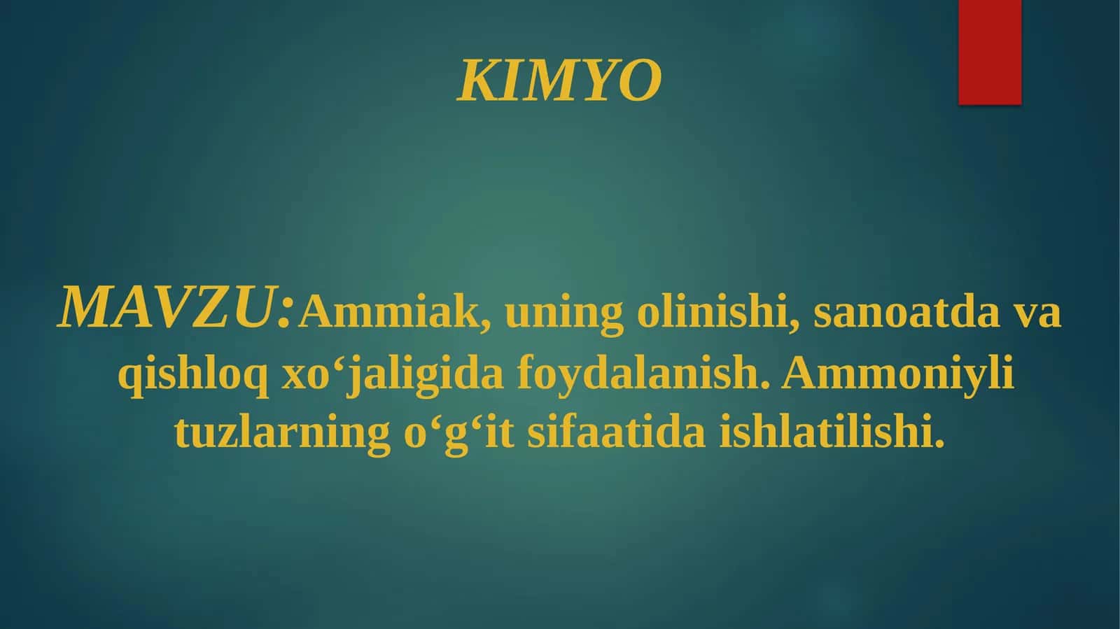 Ammiakning Kimyoviy Xossalari
