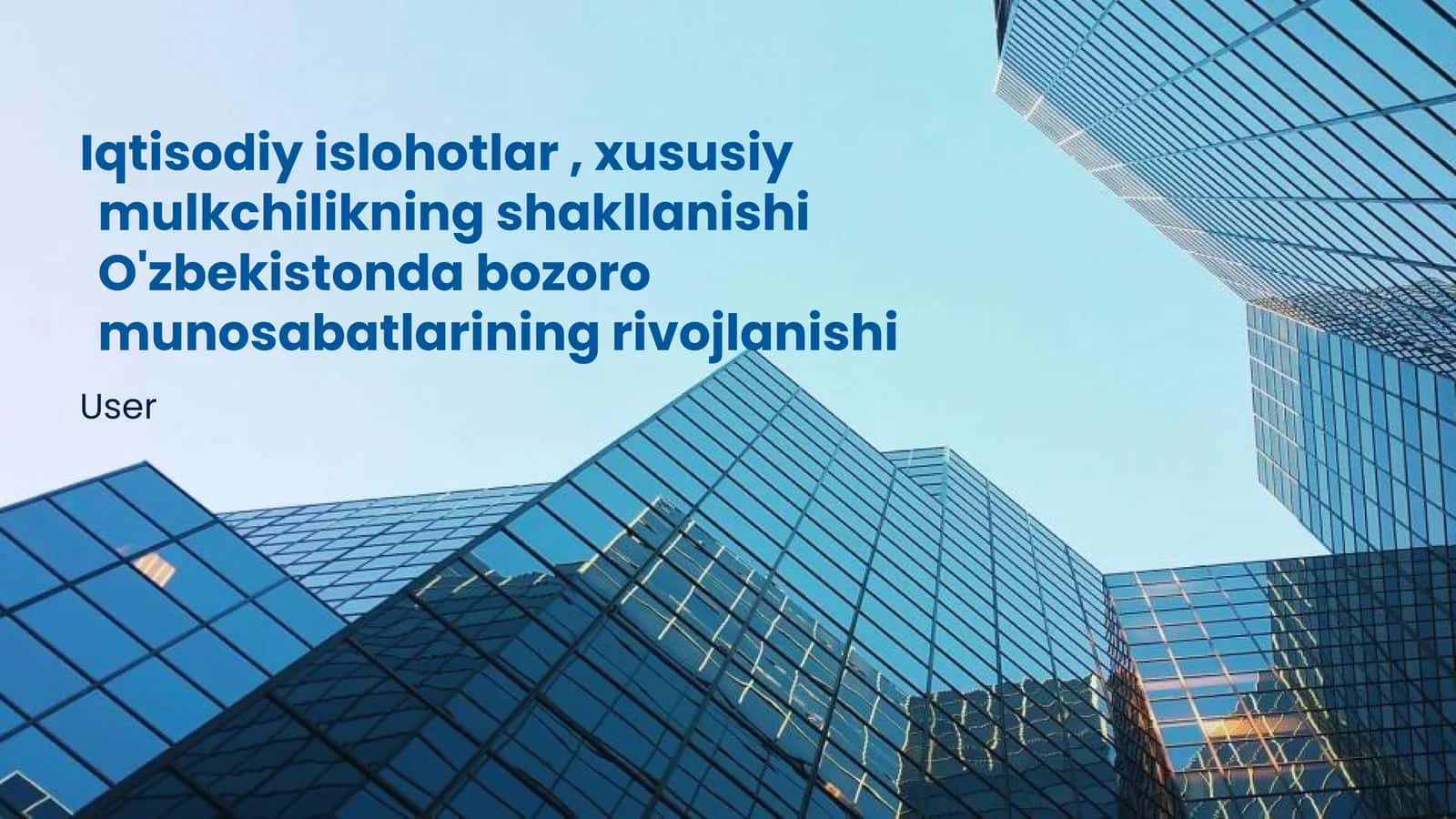 Iqtisodiy islohotlar , xususiy mulkchilikning shakllanishi O'zbekistonda bozoro munosabatlarining rivojlanishi