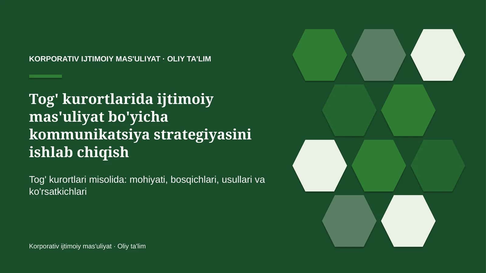 tog' kurortlarida ijtimoiy mas'uliyat bo'yicha kommunikatsiya strategiyasini ishlab chiqish 2148