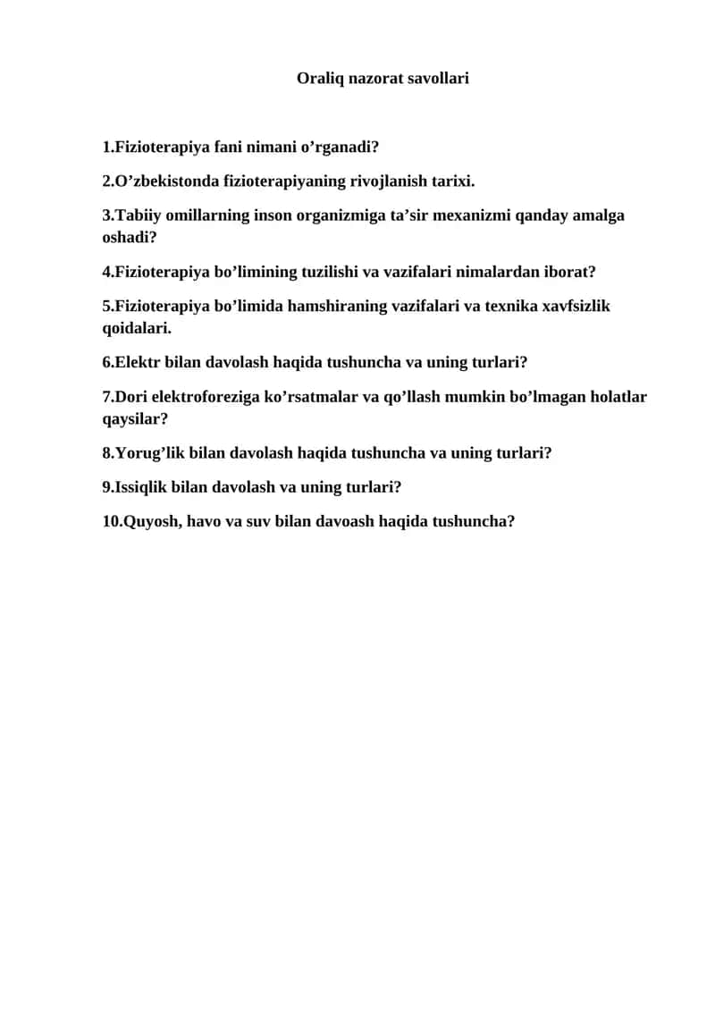 Tananing ayrim qismlari uchun uqalash muolajalarini o’tkazish