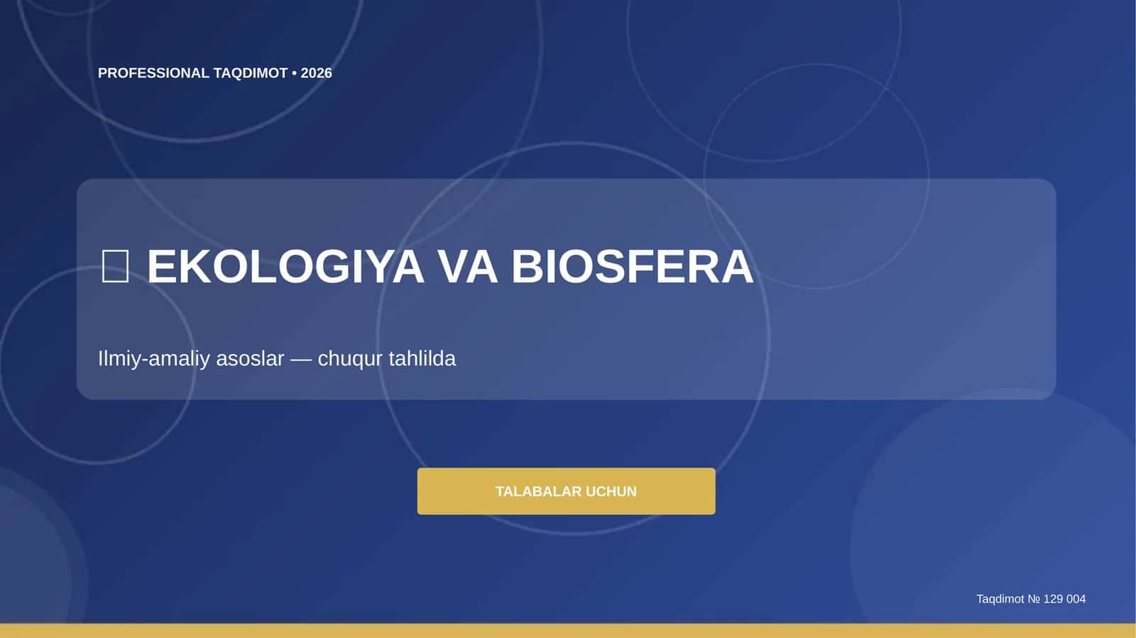 Ekologiya va Biosfera: Ilmiy-amaliy Asoslar