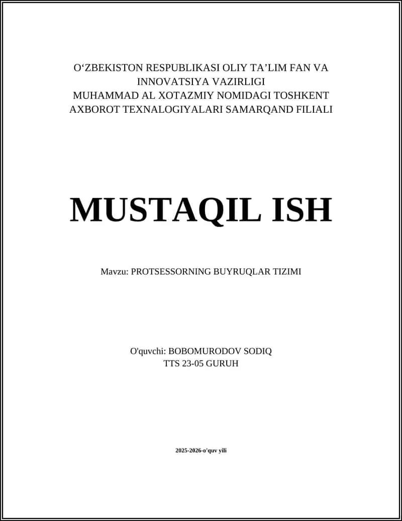 Protsessorning buyruqlar tizimi