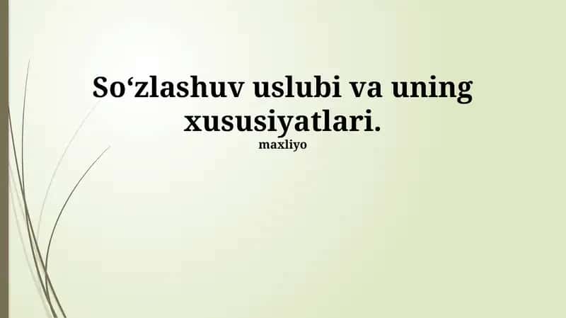 Muloqot Uslubi