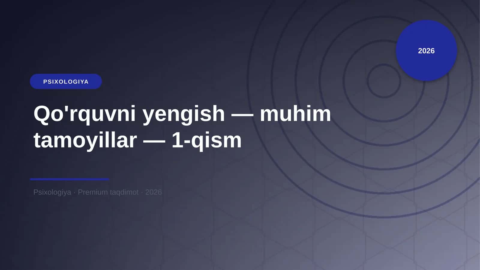Qo'rquvni yengish — muhim tamoyillar — 1-qism