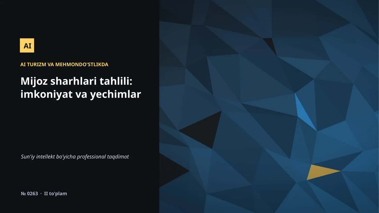 AI TURIZM VA MEHMONDO'STLIKDA