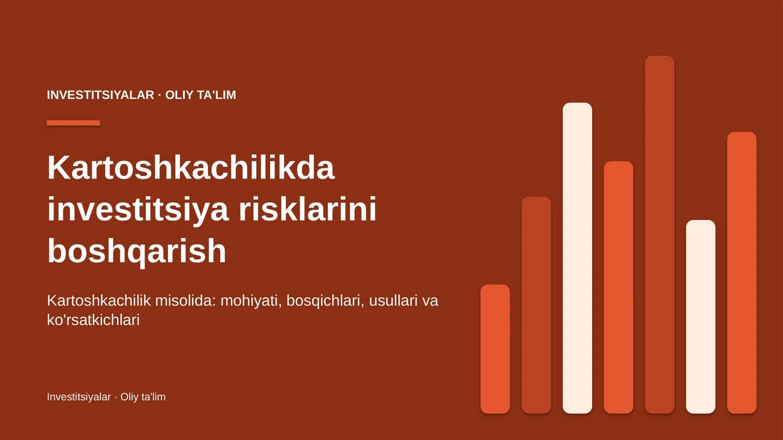 Kartoshkachilikda investitsiya risklarini boshqarish