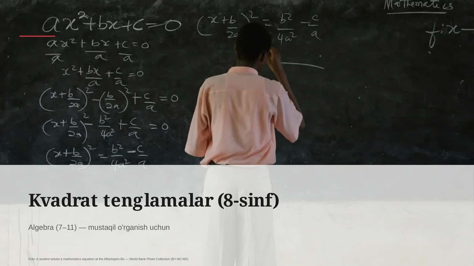 Kvadrat tenglamalar (8-sinf)