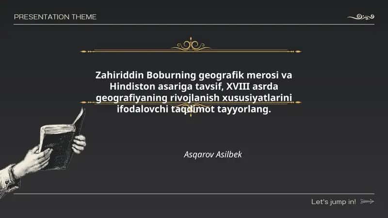 Zahiriddin Boburning geografik merosi va Hindiston asariga tavsif