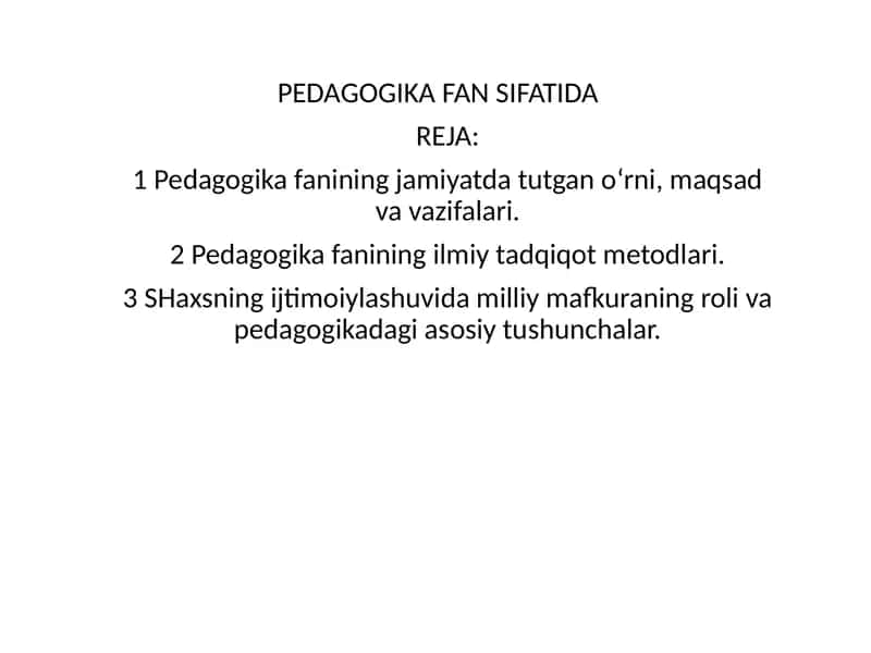 Pedagogika Fan Sifatida