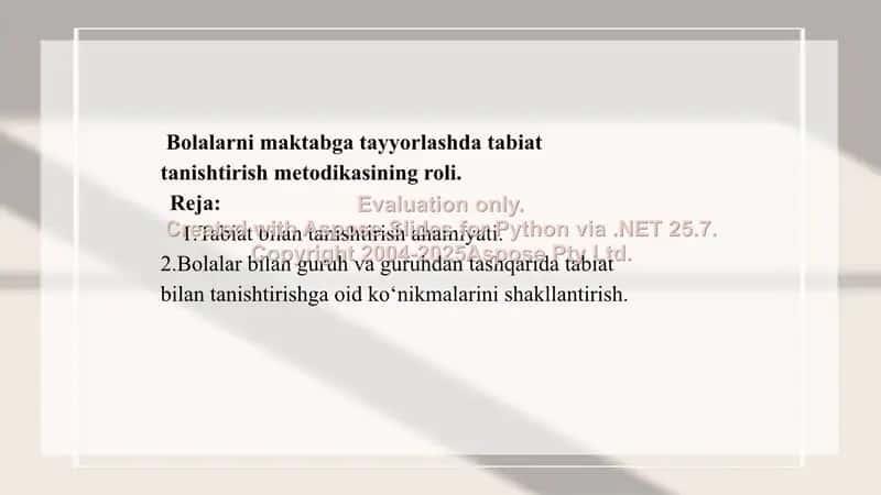 Bolalarni maktabga tayyorlashda tabiat tanishtirish metodikasi