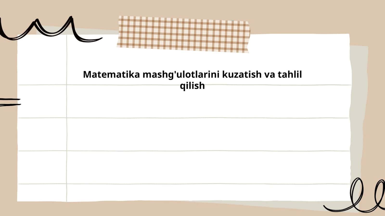 Matematika mashg'ulotlarini kuzatish va tahlil qilish