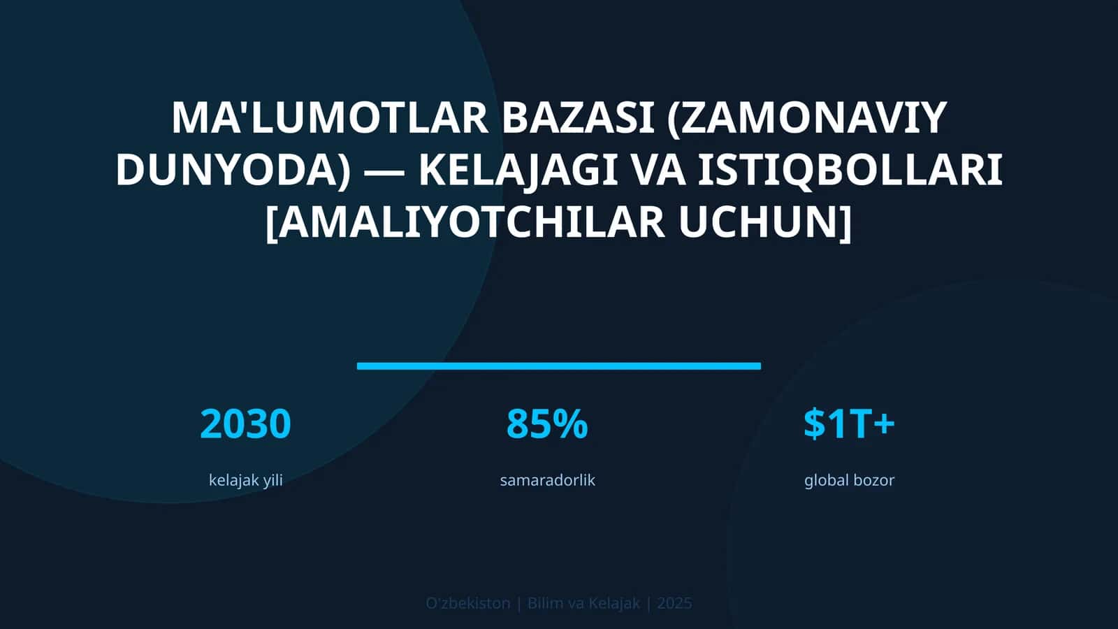 MA'LUMOTLAR BAZASI (ZAMONAVIY DUNYODA) — KELAJAGI VA ISTIQBOLLARI [AMALIYOTCHILAR UCHUN]