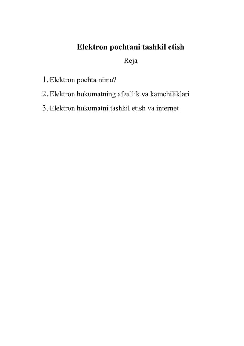 Elektron pochtani tashkil etish