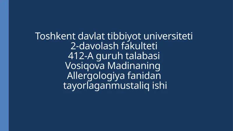 Atopik kasalliklarning maxsus (spesifik) immunoterapiyasi