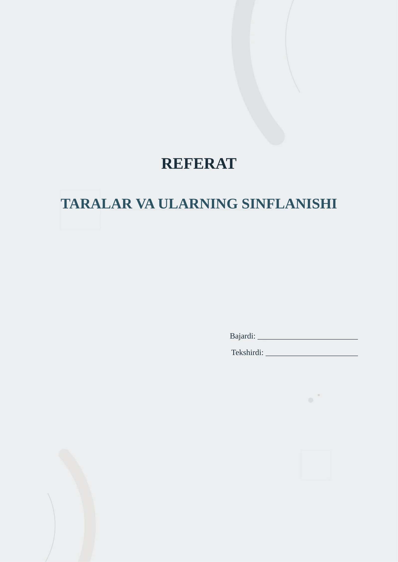 Taralar va ularning sinflanishi