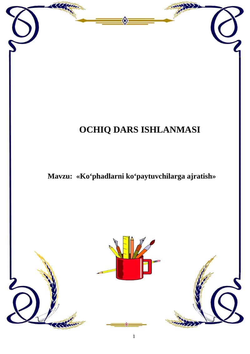 7-sinf Matematika Ochiq dars