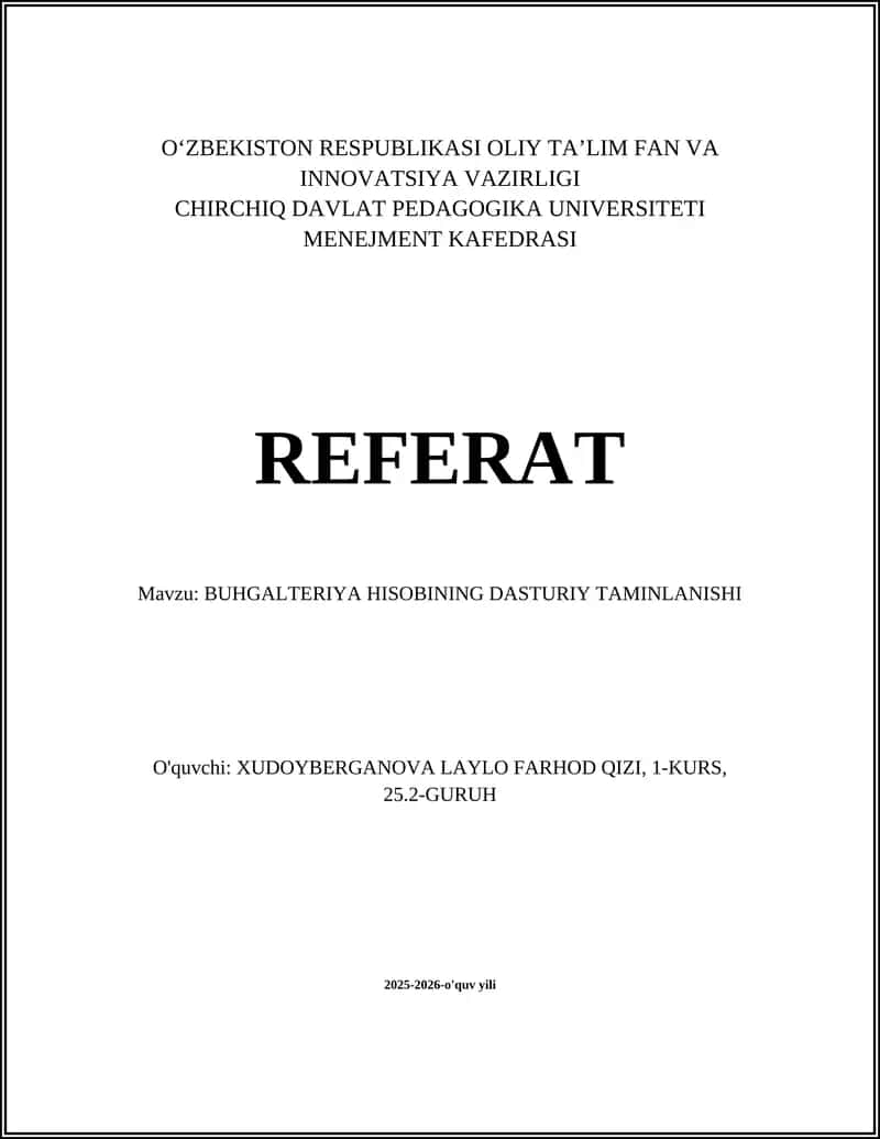 Buhgalteriya hisobi uchun dasturiy ta'minotlar