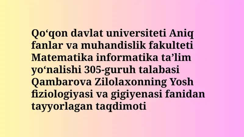 Nerv tizimining ahamiyati va gigiyenasi