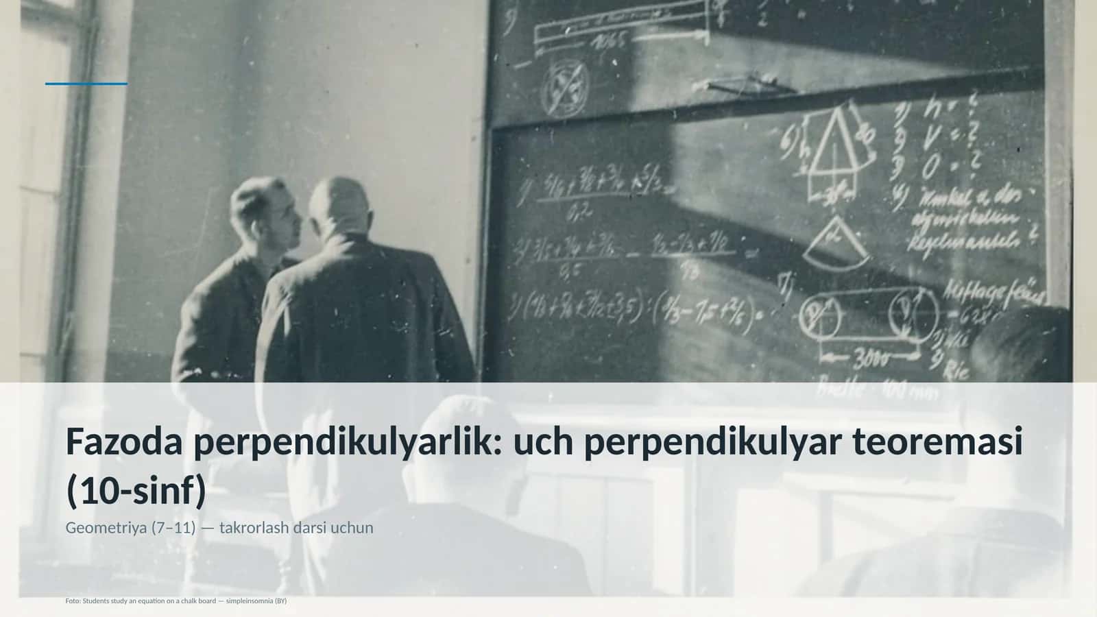 Fazoda perpendikulyarlik: uch perpendikulyar teoremasi (10-sinf)