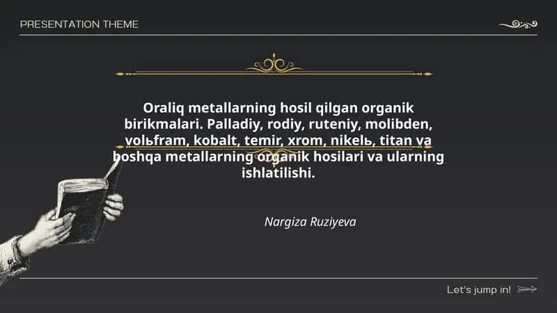 Oraliq metallarning hosil qilgan organik birikmalari