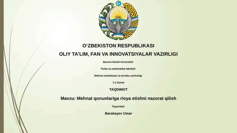 Mehnat qonunlariga rioya etishni nazorat qilish