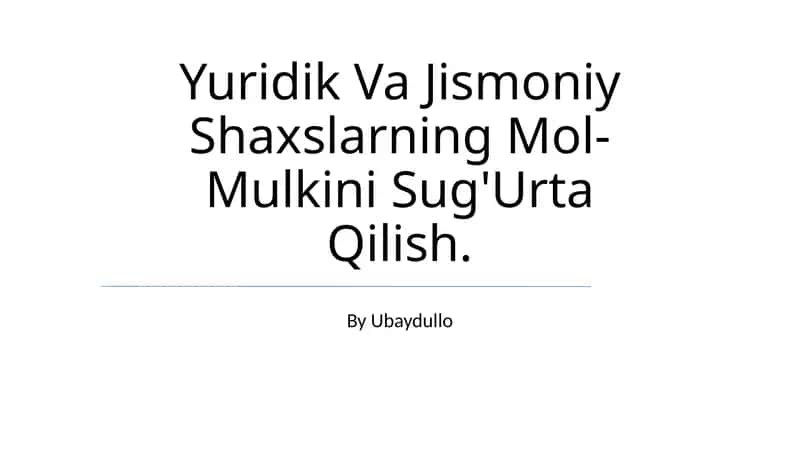 Mulkni Sug'Urta Qilish