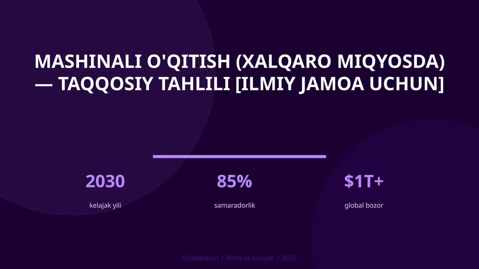 MASHINALI O'QITISH (XALQARO MIQYOSDA) — TAQQOSIY TAHLILI [ILMIY JAMOA UCHUN]