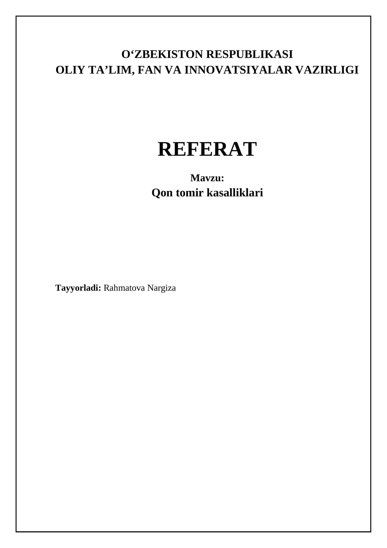 Qon tomir kasalliklari
