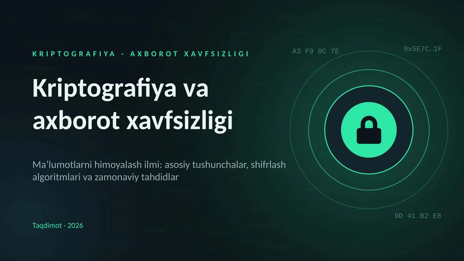 KRIPTOGRAFIYA · AXBOROT XAVFSIZLIGI