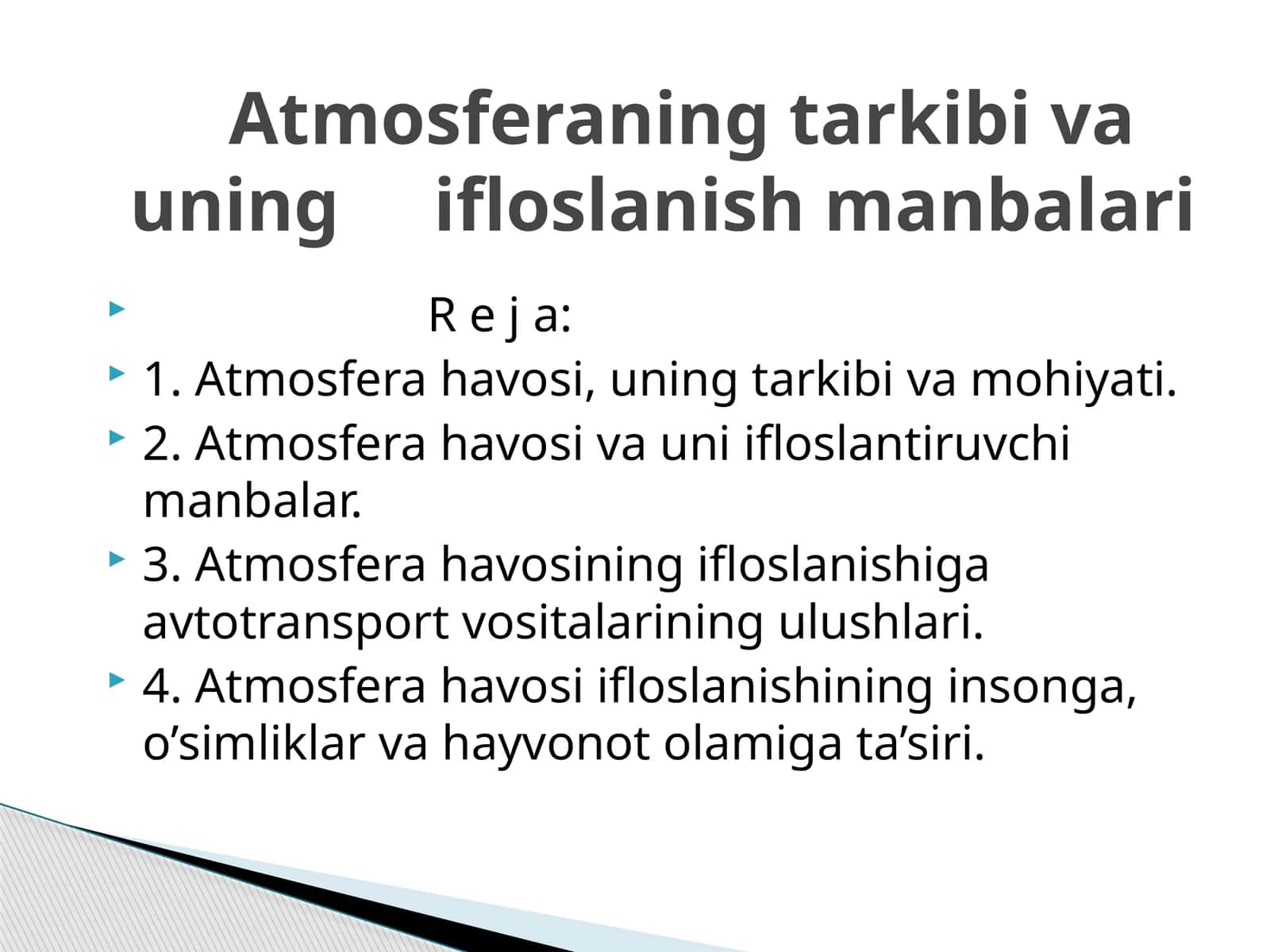 Atmosfera havosi va uning tarkibi
