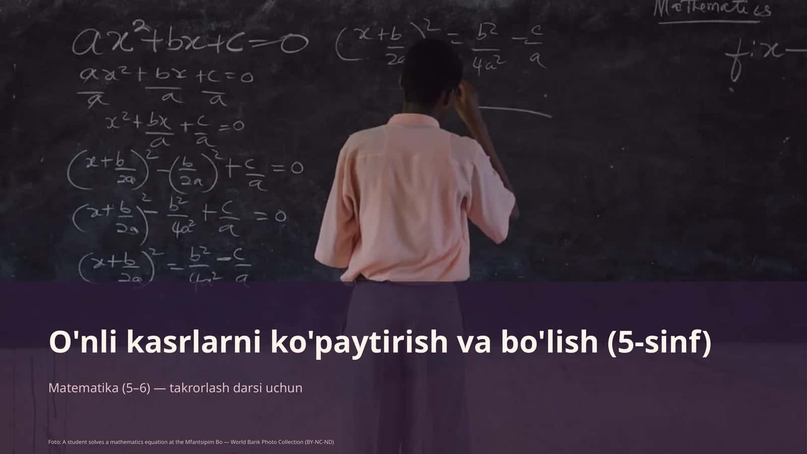 O'nli kasrlarni ko'paytirish va bo'lish (5-sinf)