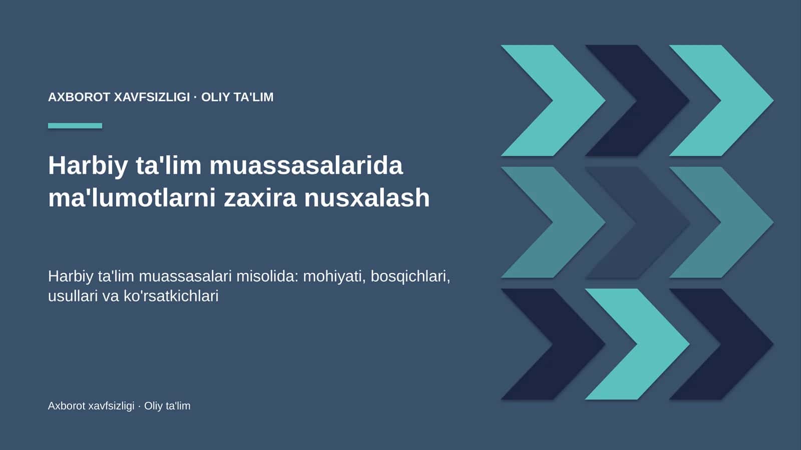 Harbiy ta'lim muassasalarida ma'lumotlarni zaxira nusxalash