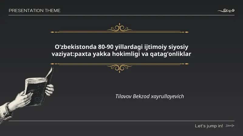 Oʻzbekistonda 80-90 yillardagi ijtimoiy siyosiy vaziyat:paxta yakka hokimligi va qatagʻonliklar