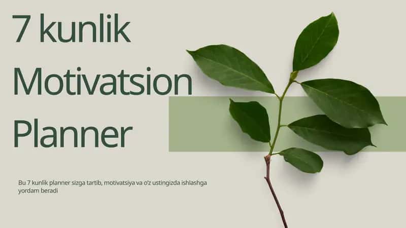 7 kunlik Motivatsion Planner